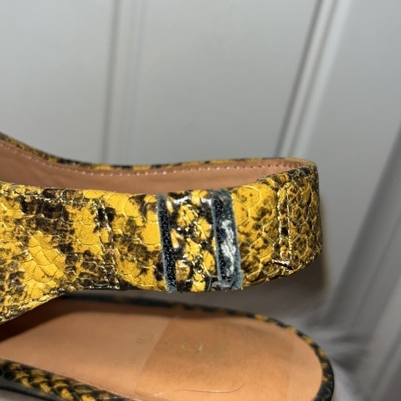 JOIE Rines mustard yellow/ black snakeskin print slingback pointed heel sz 38.5 - Picture 13 of 14
